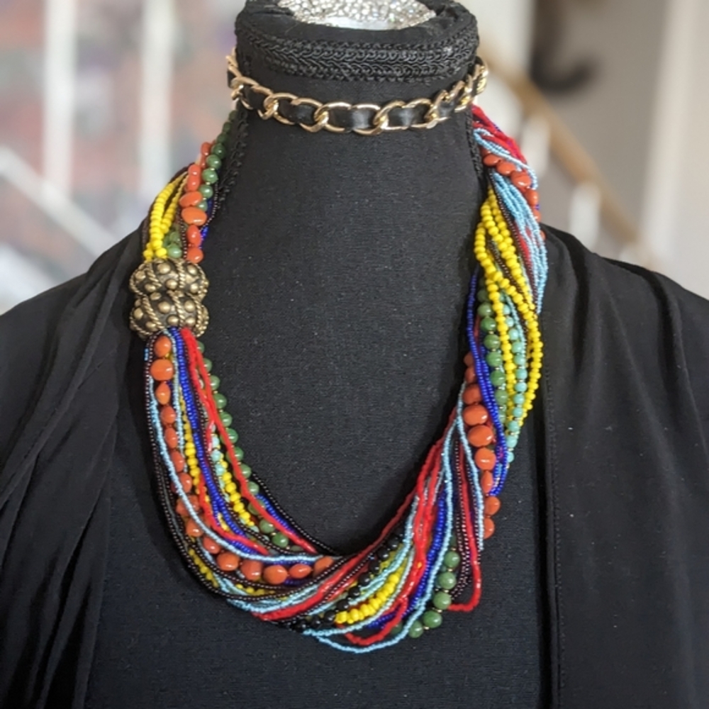 Absolutely Gorgeous Italian Designer Luisa Conti Multicolor Beaded Necklace